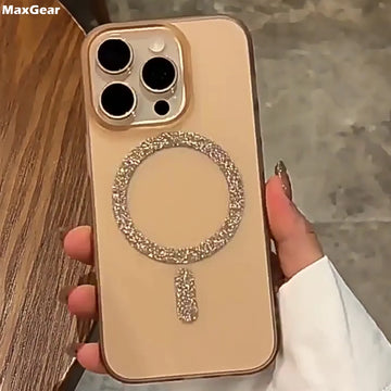 Luxury Bling Glitter For Magsafe Case For iPhone 15 16 Plus 11 12 13 14 Pro Max Thin Matte Clear Wireless Charge Magnetic Cover