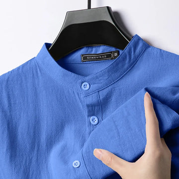 New Linen Cotton Shirts for Men Lightweight Long Sleeve Henley Beach Breathable Shirt Hawaiian Large T Shirts for Men