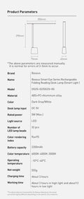 Baseus LED Desk Lamp Eye Protection Study Dimmable Office Light Foldable Table Lamp Smart Adaptive Brightness Bedside Read Lamp - Aurex