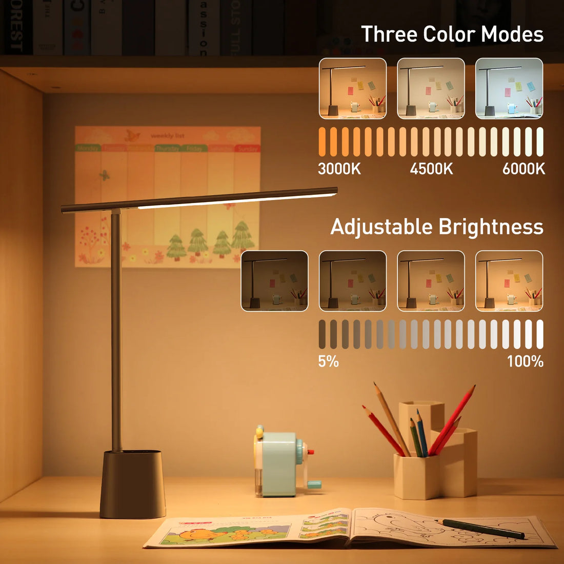 Baseus LED Desk Lamp Eye Protection Study Dimmable Office Light Foldable Table Lamp Smart Adaptive Brightness Bedside Read Lamp - Aurex