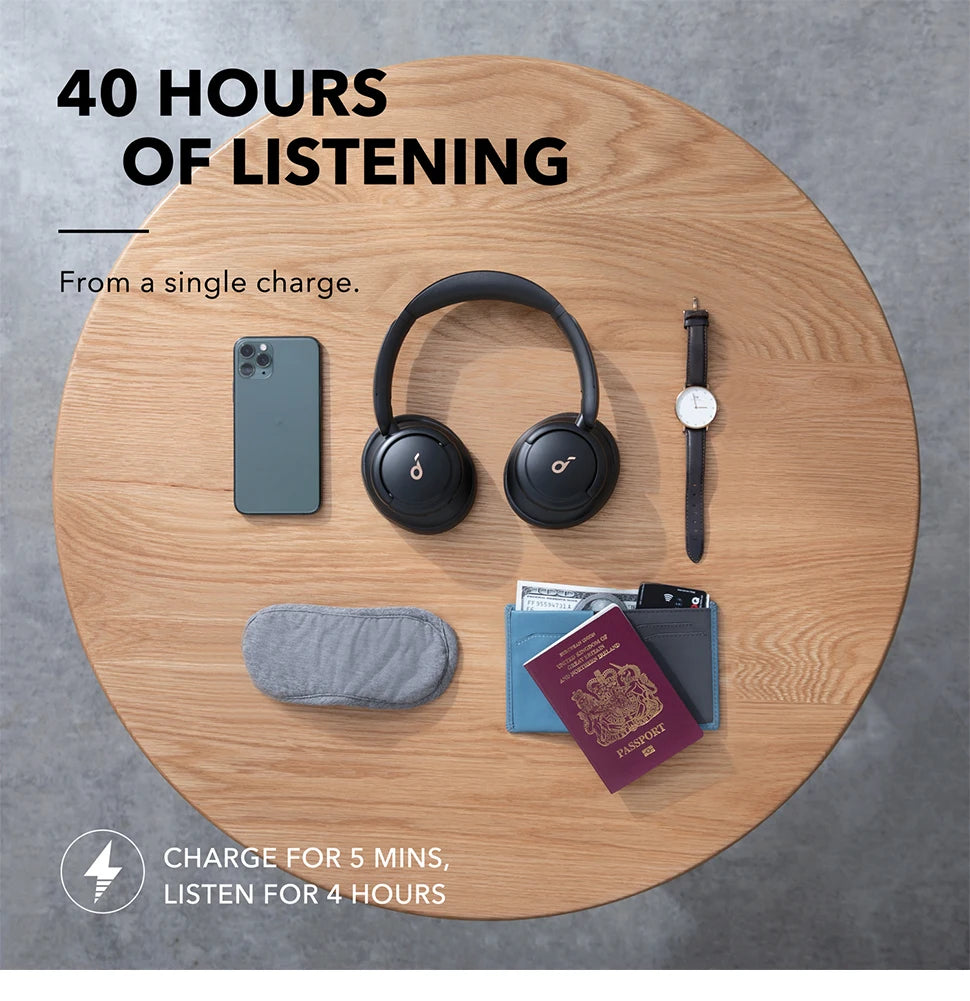 Soundcore by Anker Life Q30 Hybrid Active Noise Cancelling Headphones Wireless Bluetooth Headphones Over Ear Headset Earphone - Aurex