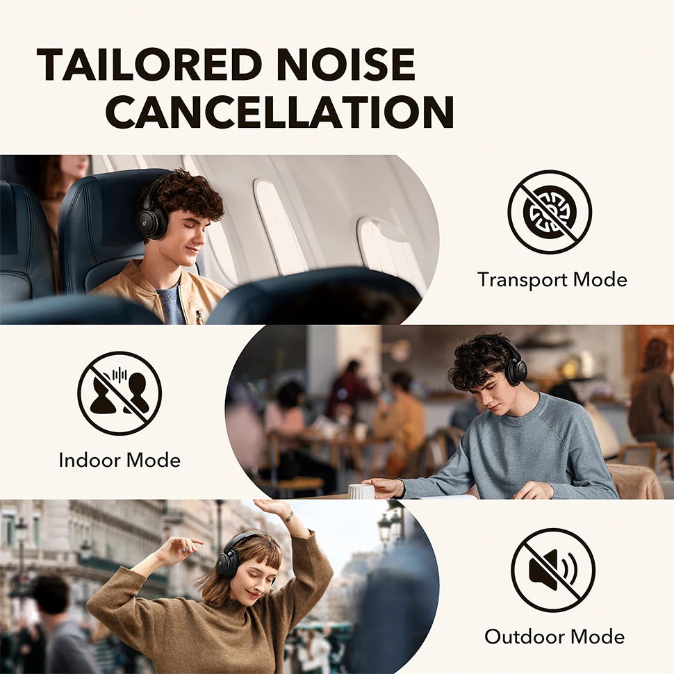 Soundcore by Anker Life Q30 Hybrid Active Noise Cancelling Headphones Wireless Bluetooth Headphones Over Ear Headset Earphone - Aurex