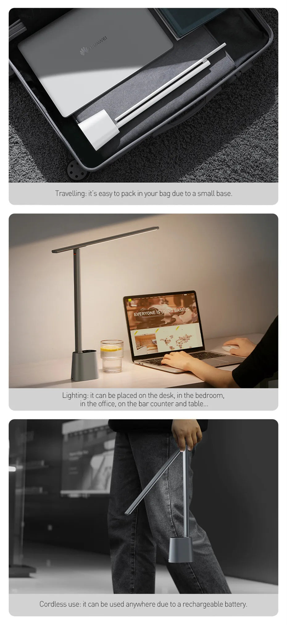 Baseus LED Desk Lamp Eye Protection Study Dimmable Office Light Foldable Table Lamp Smart Adaptive Brightness Bedside Read Lamp - Aurex