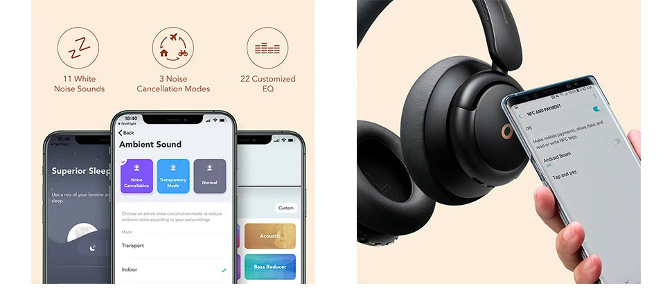 Soundcore by Anker Life Q30 Hybrid Active Noise Cancelling Headphones Wireless Bluetooth Headphones Over Ear Headset Earphone - Aurex