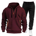Winter Hoodie Sets Men Fashion Fleece Red Hoodies Black Brand Pants Casual Jogger Suit Tracksuit Sweatshirt Woman Pullover S-3XL - Aurex
