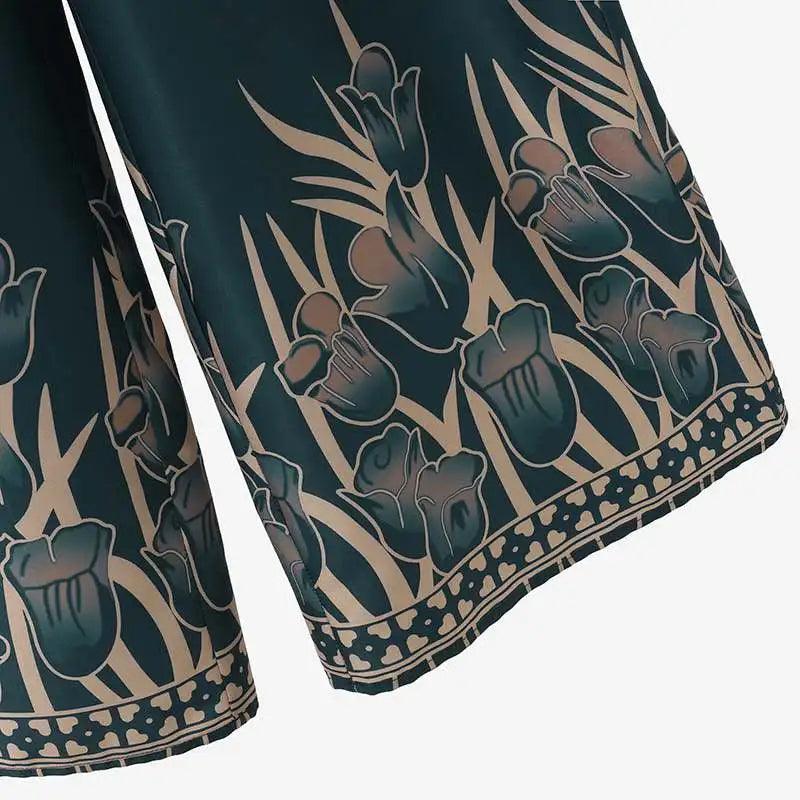 ZANZEA Women Vintage Floral Printed Trousers Suits 2PCS Long Sleeve Blouse Muslim Pants Sets Casual Tracksuit Islamic Clothing - Aurex
