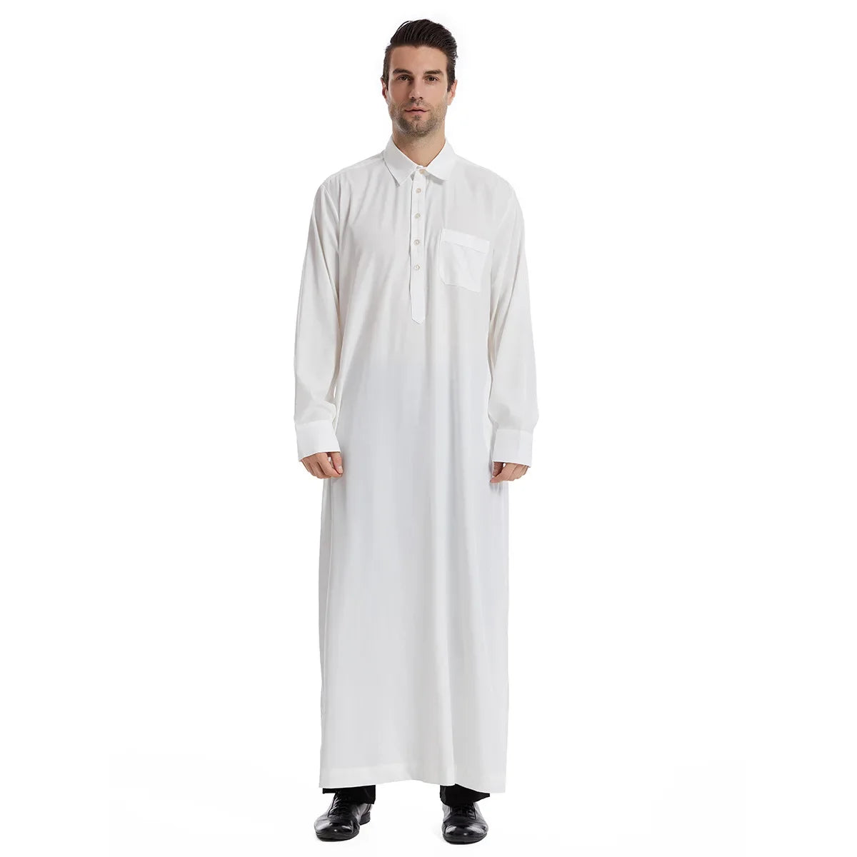 New Style Muslim Lapel Button Robes for Middle Eastern Turkish Men Dubai, United Arab Emirates Saudi Arabian Ethnic Muslim Robes - Aurex