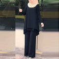 ZANZEA Women Two Piece Sets Outifits Fashion Tracksuit Muslim Long Sleeve Blouse Pant Sets Casual Solid Matching Sets 2PCS - Aurex