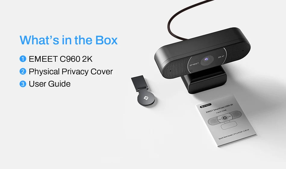 Webcam 2K Web Camera 1080P 60FPS Streaming Camera Autofocus EMEET C960 2K USB WebCam With Microphones for YouTube Desktop/Laptop - Aurex