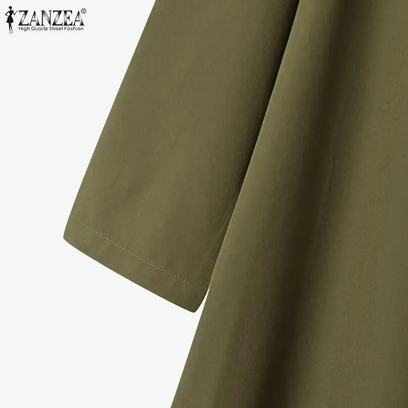 ZANZEA Women Two Piece Sets Outifits Fashion Tracksuit Muslim Long Sleeve Blouse Pant Sets Casual Solid Matching Sets 2PCS - Aurex