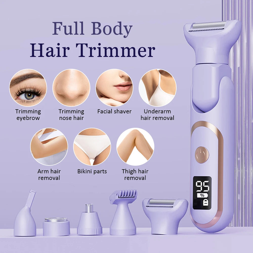 Electric Shaver 4 in 1 for Women, Portable Electric Razor for Women, Rechargeable Women Electric Trimmer for Face Arm Body Legs