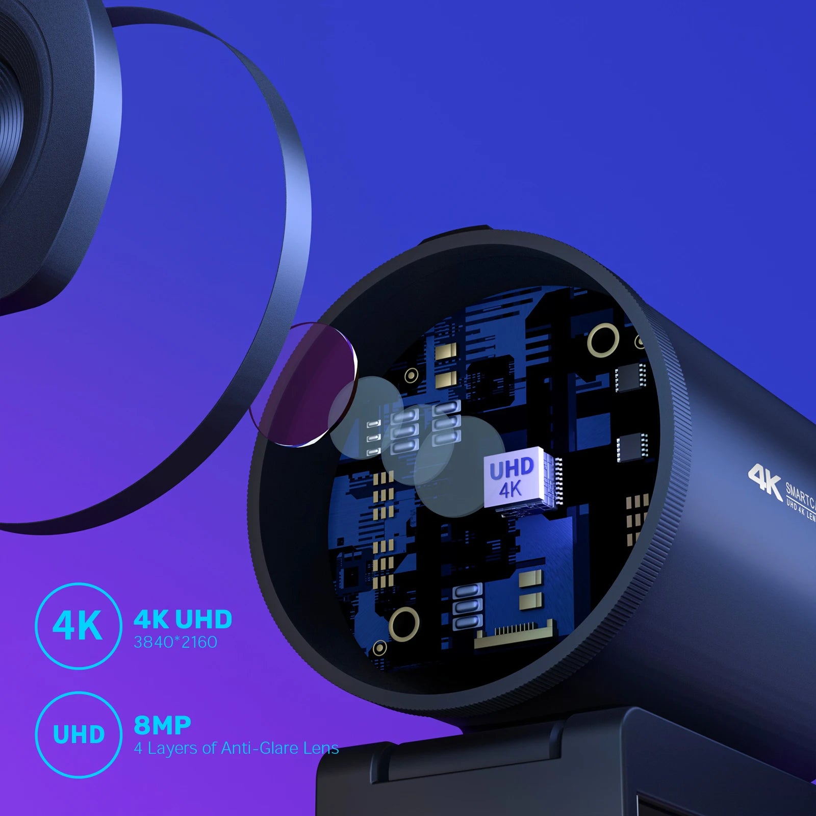 Webcam 4K Streaming Web Camera 1080P 60FPS USB Camera EMEET S600 Autofocus Living Stream Camera With Mics for Tiktok/YouTube - Aurex