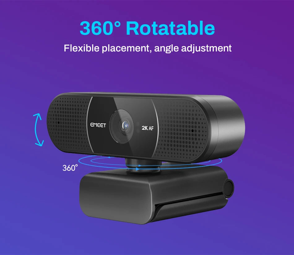 Webcam 2K Web Camera 1080P 60FPS Streaming Camera Autofocus EMEET C960 2K USB WebCam With Microphones for YouTube Desktop/Laptop - Aurex