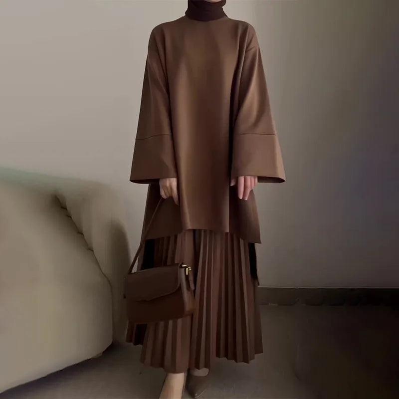 Eid Two-Piece Set – Women's Long Top & Skirt Suit | Ramadan & Arabic Fashion 2025 - Aurex