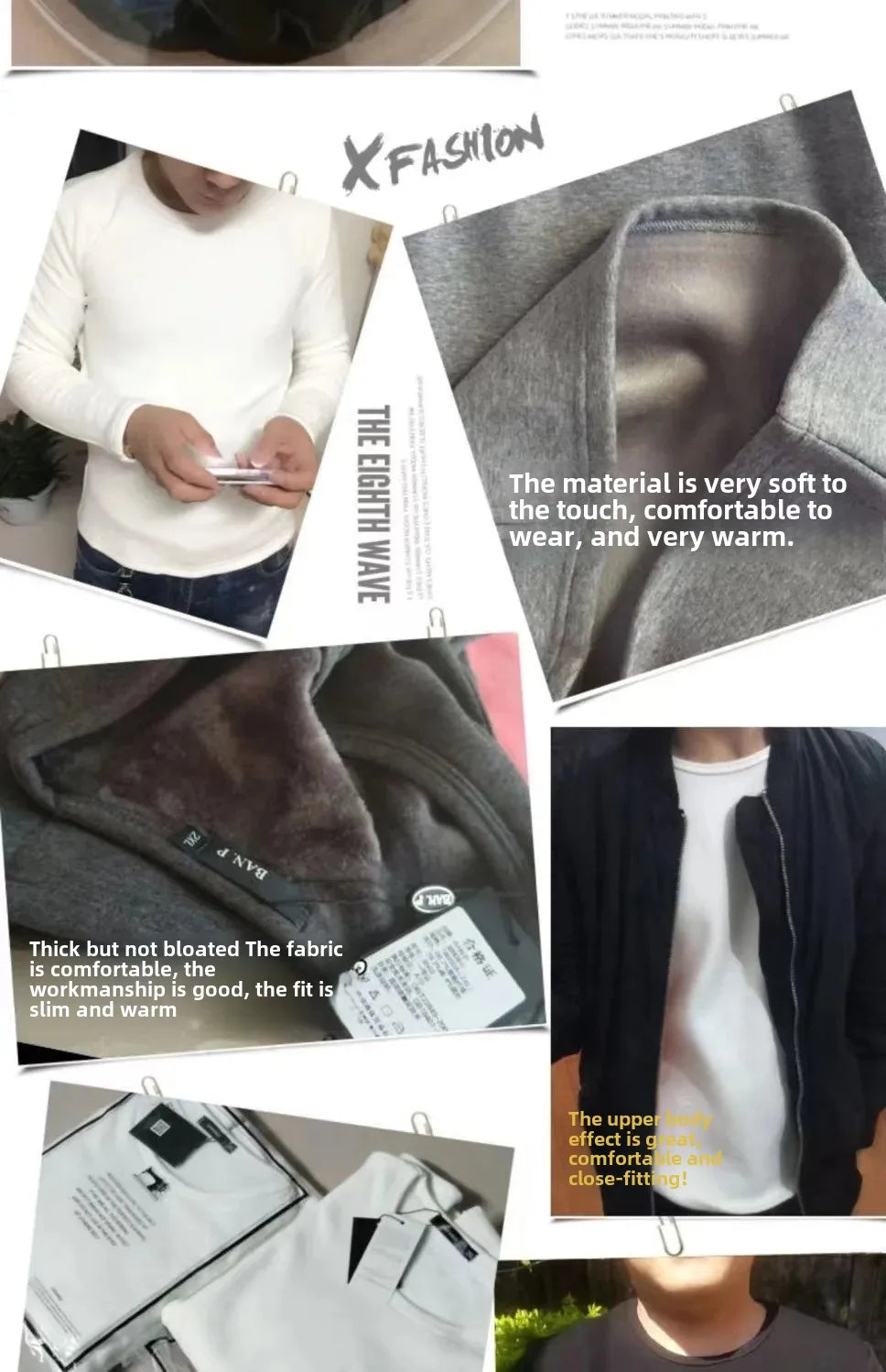 Thickened Fleece-Lined Warm Mens Winter Base Layer Tops Round Neck Sweatshirt T-Shirt Inner Winter Clothing For Youth - Aurex
