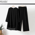 ZANZEA Women Two Piece Sets Outifits Fashion Tracksuit Muslim Long Sleeve Blouse Pant Sets Casual Solid Matching Sets 2PCS - Aurex