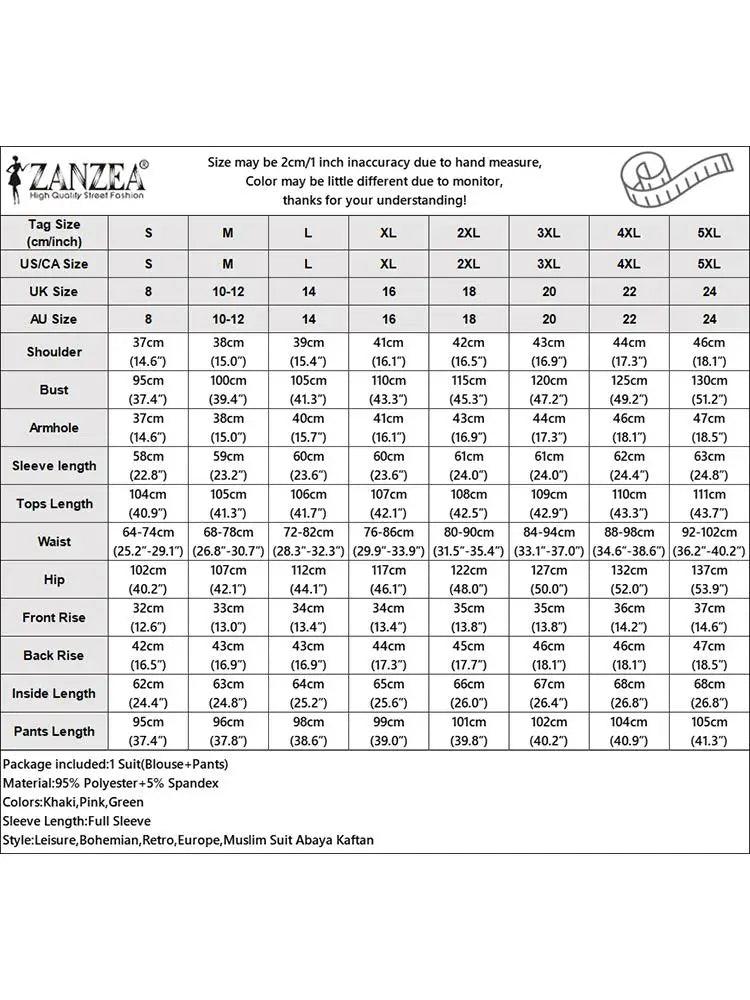 ZANZEA Autumn Muslim Long Sleeve Ruffle Tops Pants Suits 2PCS Women Casual Jilbab Islamic Sets Clothing Abaya Outifits Tracksuit - Aurex