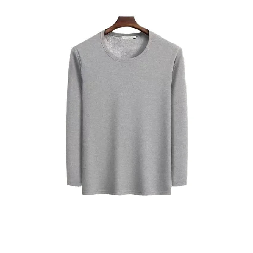 Thickened Fleece-Lined Warm Mens Winter Base Layer Tops Round Neck Sweatshirt T-Shirt Inner Winter Clothing For Youth - Aurex