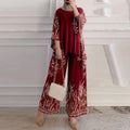 ZANZEA Women Vintage Floral Printed Trousers Suits 2PCS Long Sleeve Blouse Muslim Pants Sets Casual Tracksuit Islamic Clothing - Aurex