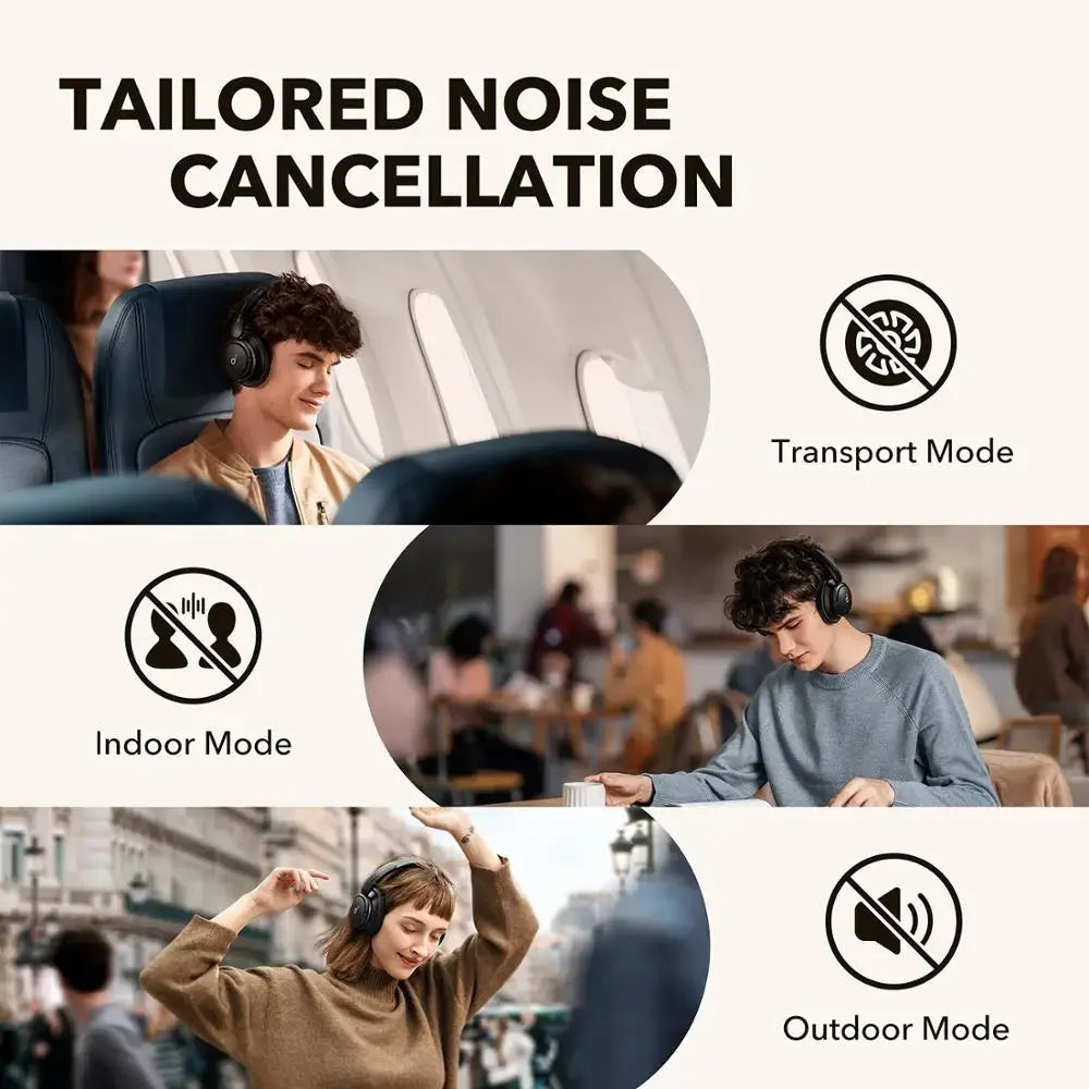 Soundcore by Anker Life Q30 Hybrid Active Noise Cancelling Headphones Wireless Bluetooth Headphones Over Ear Headset Earphone - Aurex
