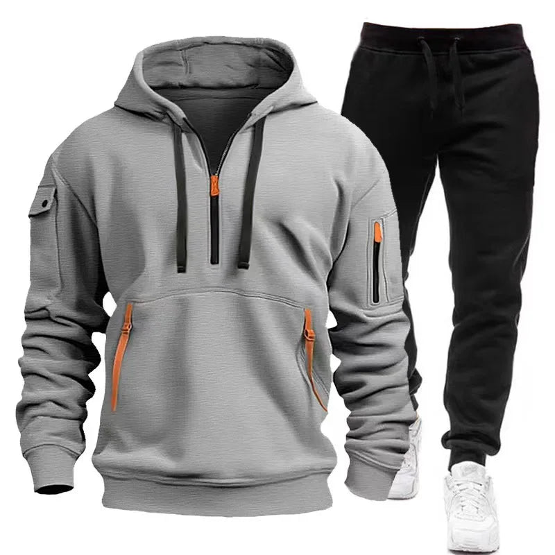 Winter Hoodie Sets Men Fashion Fleece Red Hoodies Black Brand Pants Casual Jogger Suit Tracksuit Sweatshirt Woman Pullover S-3XL - Aurex