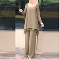 ZANZEA Women Two Piece Sets Outifits Fashion Tracksuit Muslim Long Sleeve Blouse Pant Sets Casual Solid Matching Sets 2PCS - Aurex