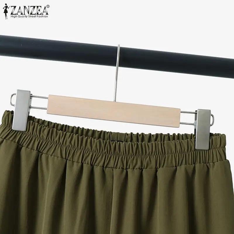 ZANZEA Women Two Piece Sets Outifits Fashion Tracksuit Muslim Long Sleeve Blouse Pant Sets Casual Solid Matching Sets 2PCS - Aurex