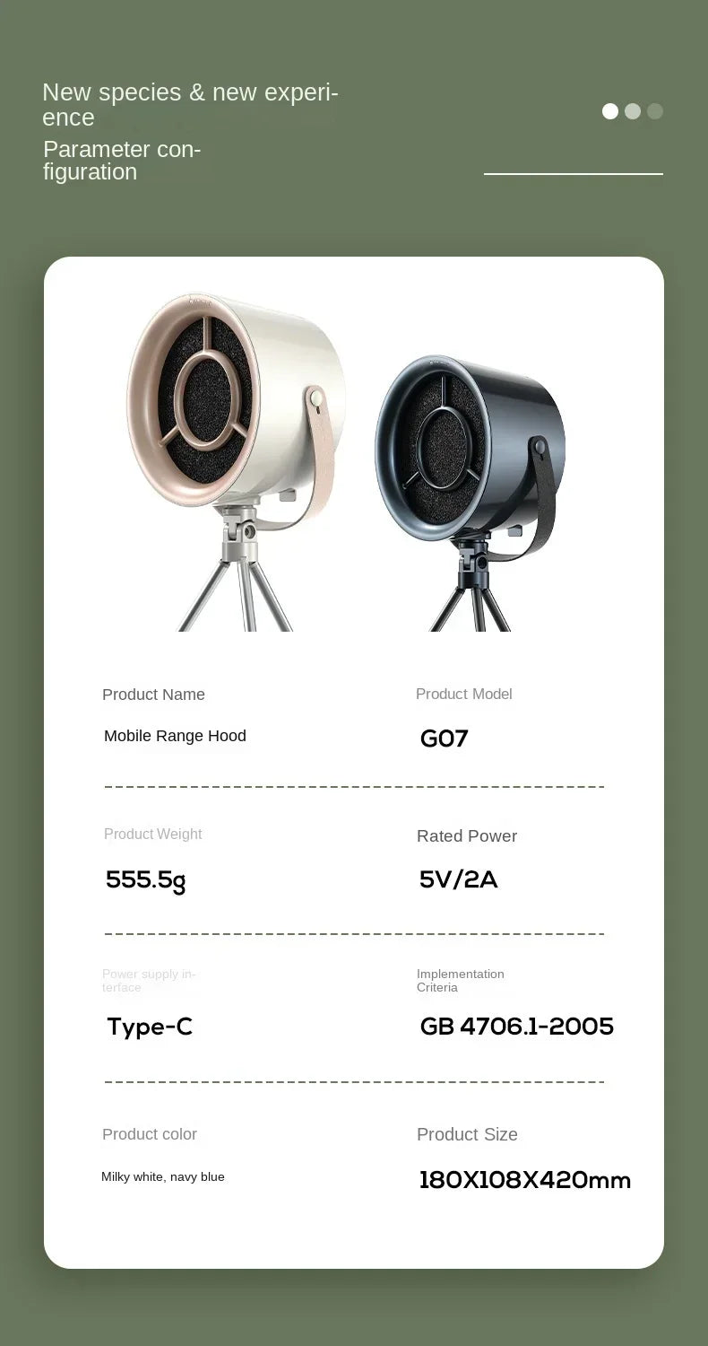 2025 New Portable Exhaust Fan Small Kitchen Hood Extractor Barbecue USB Supply Desktop Range Hoods Mini Suction Cooker Hood - Aurex