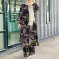 ZANZEA Vintage Women Long Sleeve Blouse Pant Sets 2PCS Floral Printed Loose Outifits Retro Casual Trouser Suit Muslim Tracksuits - Aurex