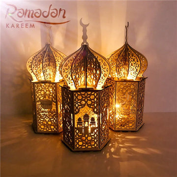 Wooden Palace Ornament Ramadan Decoration For Home Aid Eid Mubarak Ramadan Kareem Islamic Muslim Festival Party Decoration 2024