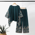 ZANZEA Women Vintage Floral Printed Trousers Suits 2PCS Long Sleeve Blouse Muslim Pants Sets Casual Tracksuit Islamic Clothing - Aurex