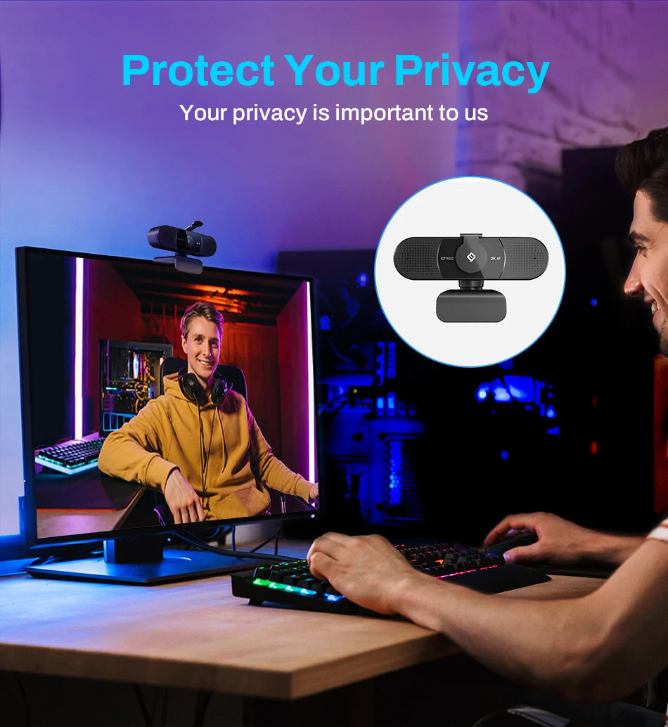 Webcam 2K Web Camera 1080P 60FPS Streaming Camera Autofocus EMEET C960 2K USB WebCam With Microphones for YouTube Desktop/Laptop - Aurex