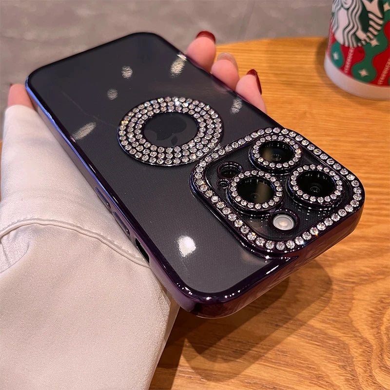 Luxury Diamond Glitter Woman Case For iPhone 15 14 12 11 13 Pro Max Plus Clear Cute Back Cover For 14 15 Plus Phone Accessories
