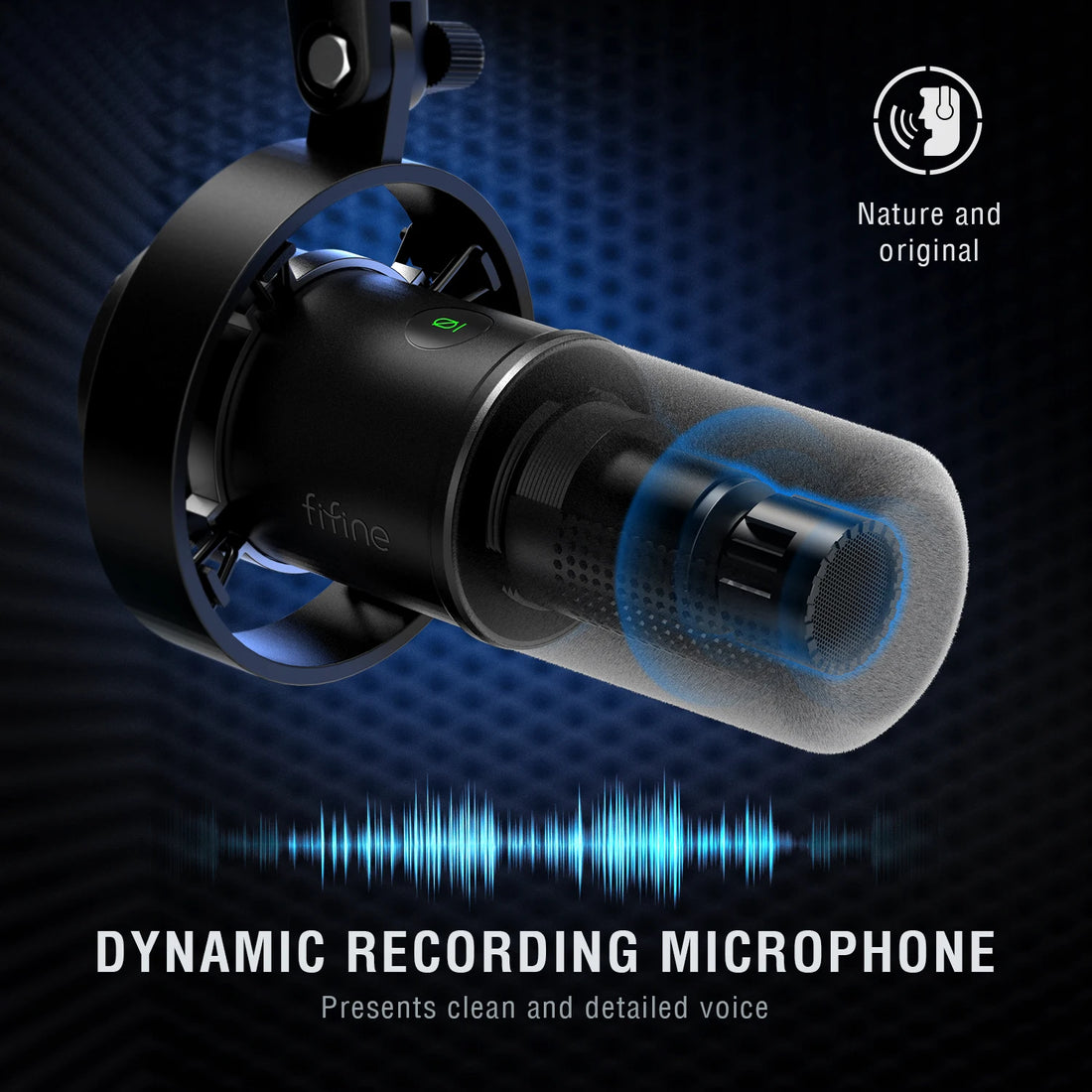 FIFINE Dynamic USB/XLR Microphone with Gain Knob/Touch-mute/Headphone Jack,Recording Mic for PC Sound Card Streaming-K688W White - Aurex