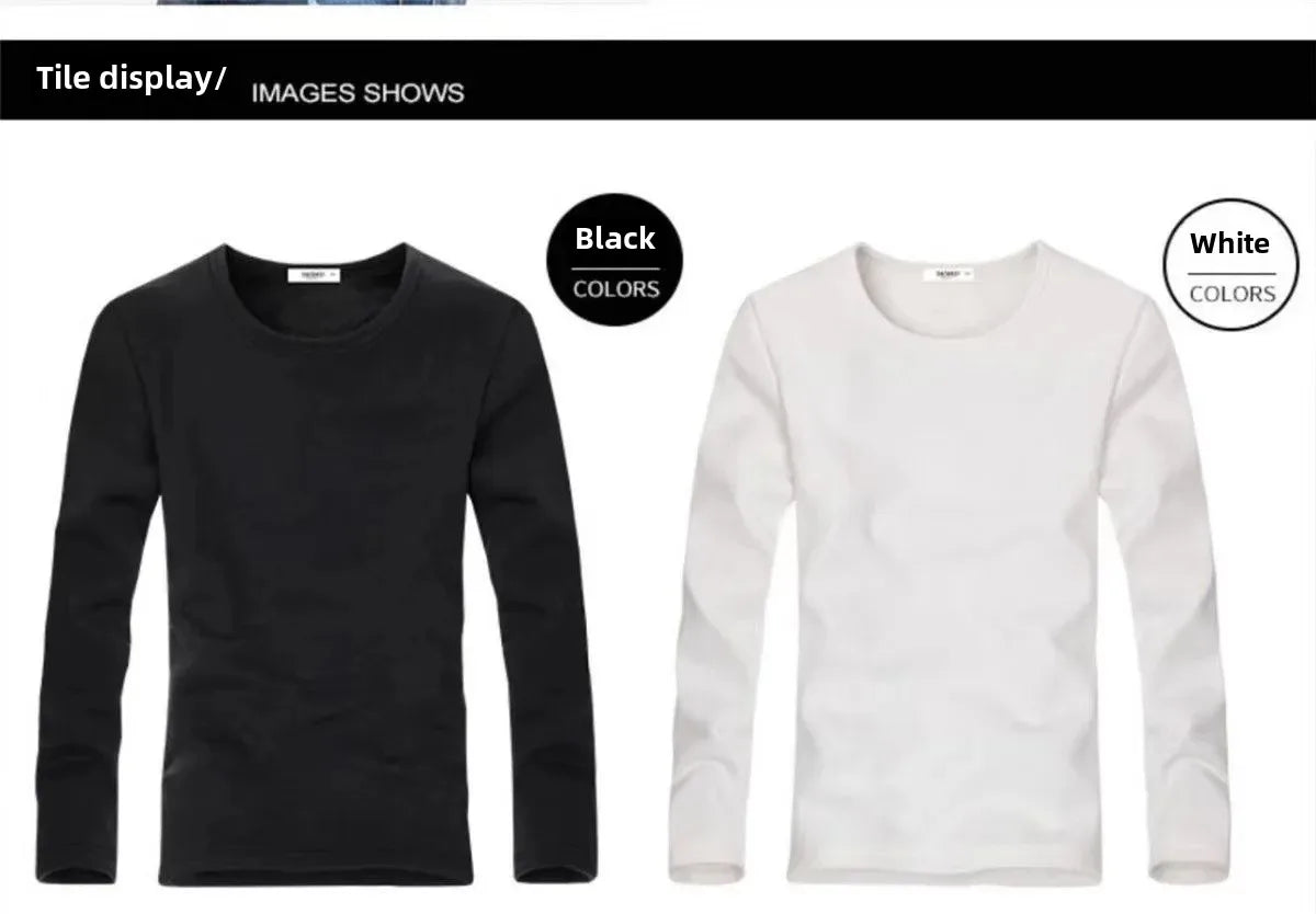 Thickened Fleece-Lined Warm Mens Winter Base Layer Tops Round Neck Sweatshirt T-Shirt Inner Winter Clothing For Youth - Aurex