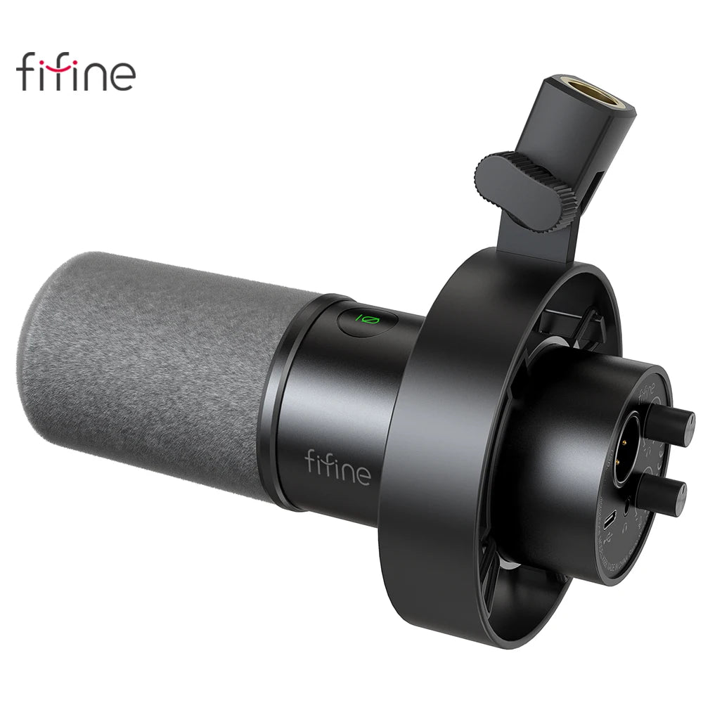 FIFINE Dynamic USB/XLR Microphone with Gain Knob/Touch-mute/Headphone Jack,Recording Mic for PC Sound Card Streaming-K688W White - Aurex