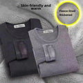 Thickened Fleece-Lined Warm Mens Winter Base Layer Tops Round Neck Sweatshirt T-Shirt Inner Winter Clothing For Youth - Aurex