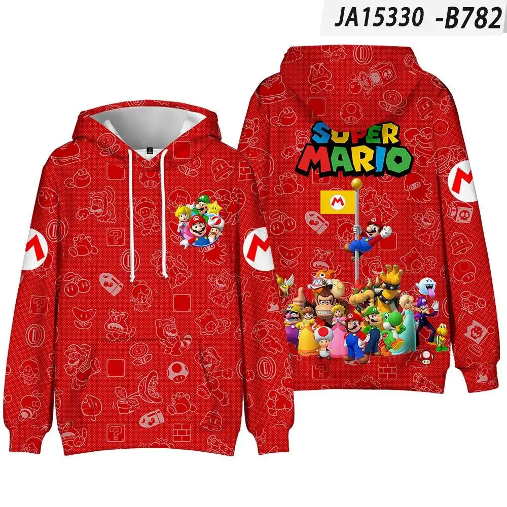 Super Mario 2024 New Game Peripheral 3D Printed Casual Hooded Fashionable Sweatshirts For Men And Women