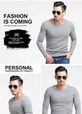 Thickened Fleece-Lined Warm Mens Winter Base Layer Tops Round Neck Sweatshirt T-Shirt Inner Winter Clothing For Youth - Aurex