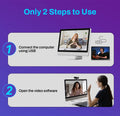 Webcam 2K Web Camera 1080P 60FPS Streaming Camera Autofocus EMEET C960 2K USB WebCam With Microphones for YouTube Desktop/Laptop - Aurex