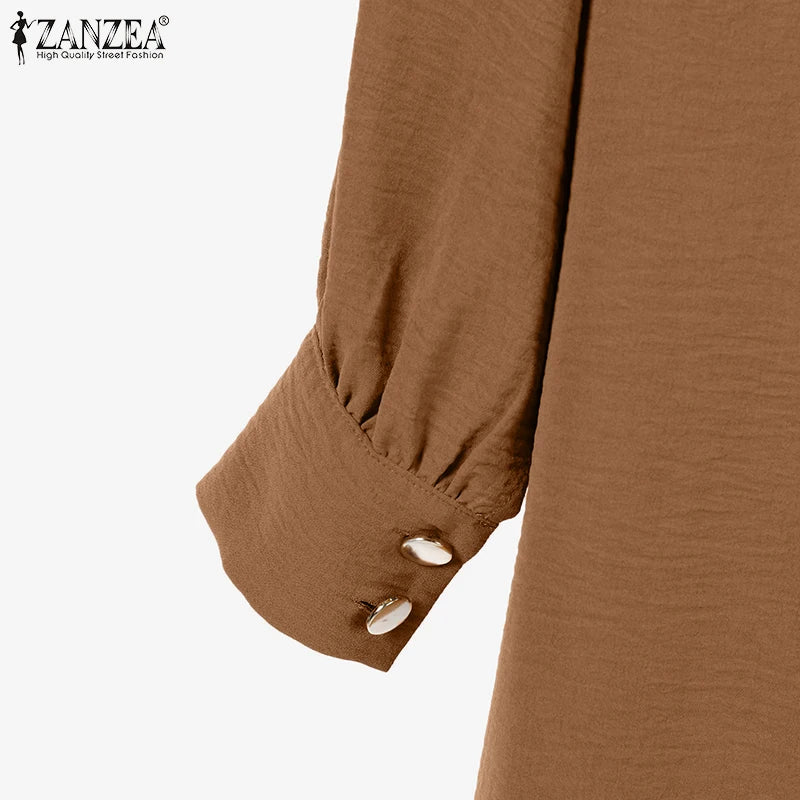 ZANZEA Muslim Abaya Suit Elegant Women Matching Sets Fashion Long Shirt Tops & Wide Leg Pants Ramadan Outfits Urban Tracksuits - Aurex