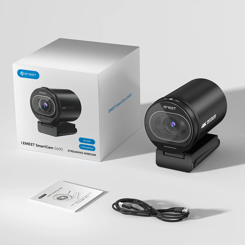 Webcam 4K Streaming Web Camera 1080P 60FPS USB Camera EMEET S600 Autofocus Living Stream Camera With Mics for Tiktok/YouTube - Aurex